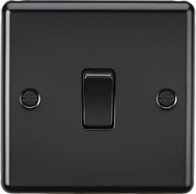 Knightsbridge 10AX 1 Gang 2 Way Plate Switch - Matt Black Steel Modern Design