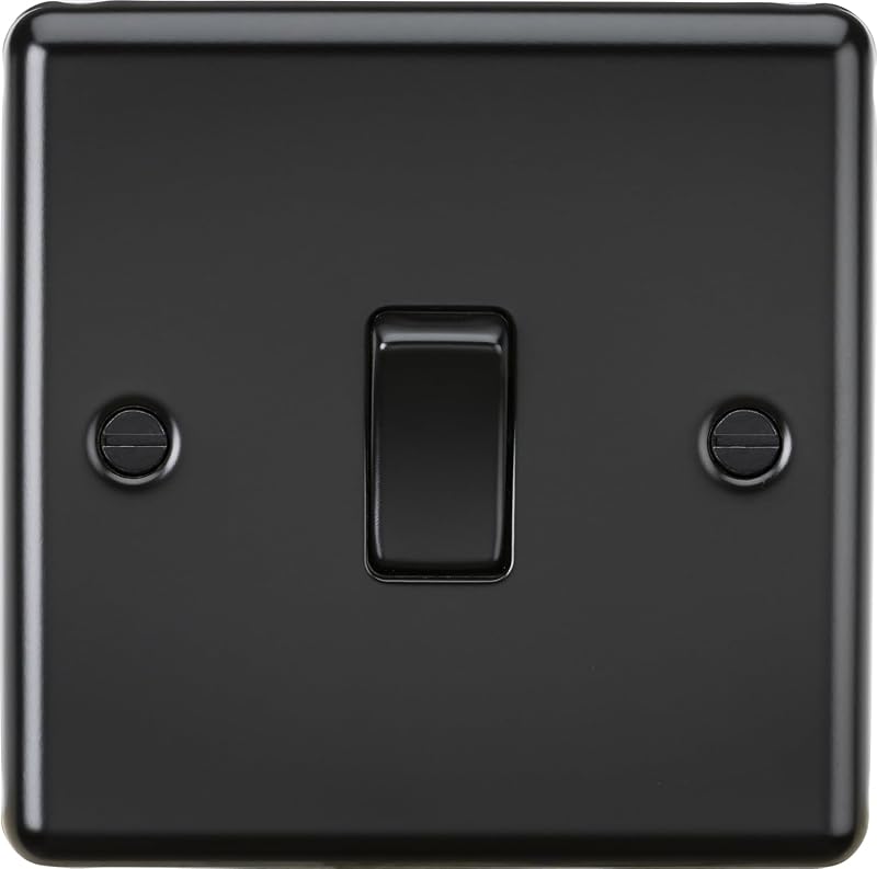 Knightsbridge 10AX 1 Gang 2 Way Plate Switch - Matt Black Steel Modern Design