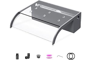 LONGRUNNEW Waterfall Spillway, Clear Acrylic Pool Fountain w/Top Open Lip & Pipe Connector Kits for Outdoor/Indoor Decorative, 11.8'' Pool Water Feature for Garden Patio, Backyard Koi Pond Decor