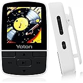 Yoton MP3 Player with Bluetooth, Max 64GB, HiFi, White, TF Card Required | FM Radio, Independent Volume Control, Earphones Included