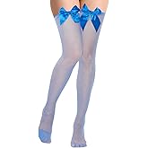 Benefeet Sox Women Girl Bow Lace Thigh Highs Mesh Sheer Stockings Nylon Over the Knee High Socks for Valentines Day Gift
