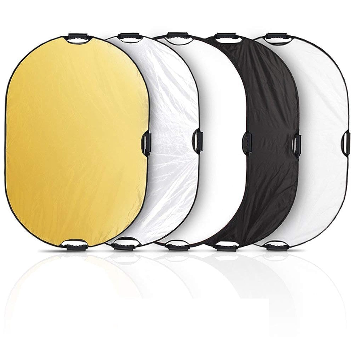 Selens 5 in 1 80x120cm Light Reflector Photography Diffuser Collapsible Oval with Handle Lighting Gold/Silver/White/Black/Translucent for Photo Studio Portrait Product Indoor Outdoor Shooting