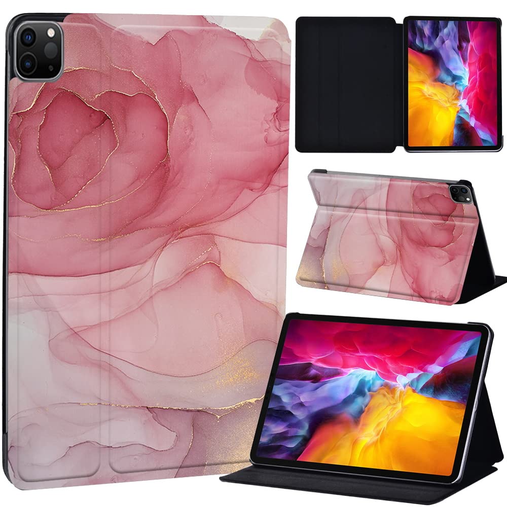 PU Leather + hard shell Ultra slim lightweight Folio Flip Tablet Stand Smart Cover Case Fit iPad Air 4 10.9" (2020) / iPad Pro 11" (2018 2020 2021) (pink color)
