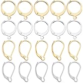 SUNNYCLUE 1 Box 80Pcs Leverback Earring Findings Huggie Hoop Earring Findings Lever Back Ear Hooks Lever Back Ear Hook Earwires for Jewelry Making Accessories DIY Craft Supplies