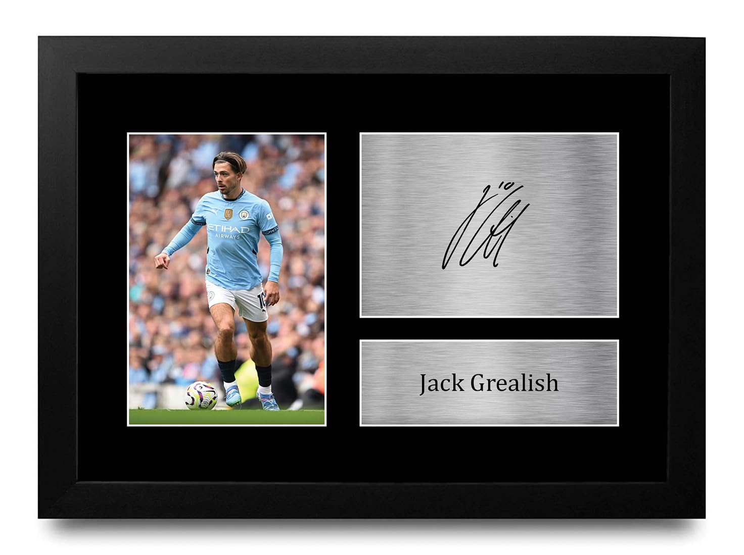 HWC Trading FR A4 Jack Grealish Manchester City Gifts Printed Signed Autograph Picture for Football Fans and Supporters - A4 Framed