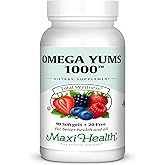 Maxi Health Omega Yums 1000 - Kid Friendly - Fruity Burst Flavor - 110 Softgel Capsules - Kosher
