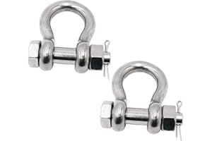 SHENGHUISS Bow Anchor D Shackle Stainless Steel 316 Dee Ring Forged Bolt Type Shackle Marine Hardware 2 Pack 3/8 inch