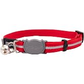 Rogz Reflective Nylon Cat Collar with Breakaway Clip and Removable Bell, fully adjustable to fit most breeds, Red