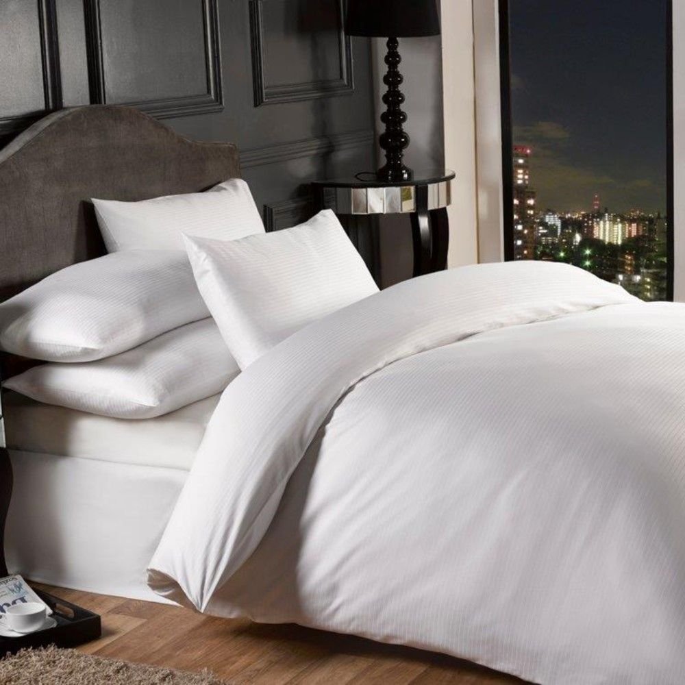 Emma Barclay Grosvenor - 1000 Thread Count Pin Stripe Duvet Set in White - Double Bed