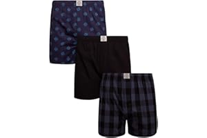 Lucky Brand Mens Boxer Shorts - 3 Pack 4'' Inseam Woven Cotton Boxers for Men with Functional Fly Mens Underwear Boxers