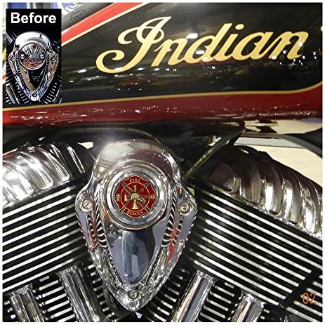 MotorDog69 Indian Horn Cover Coin Mount Set with Fire Rescue for Chieftain, Chief Classic, Chief Vintage, Dark Horse, Roadmaster, Scout