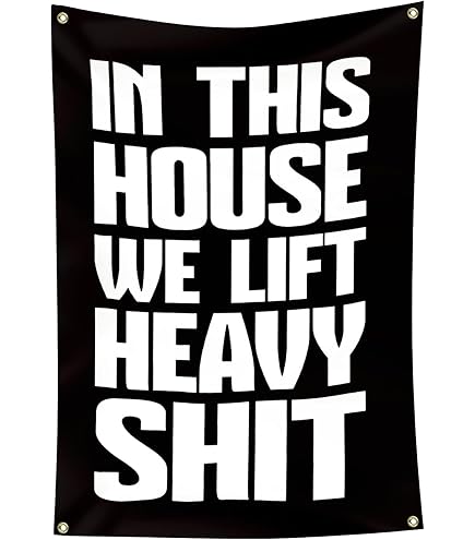 Never Give Up Motivational Gym Banner - 72x24 Inch Fitness Wall Art With Brass Grommets For Garage & Home Gym