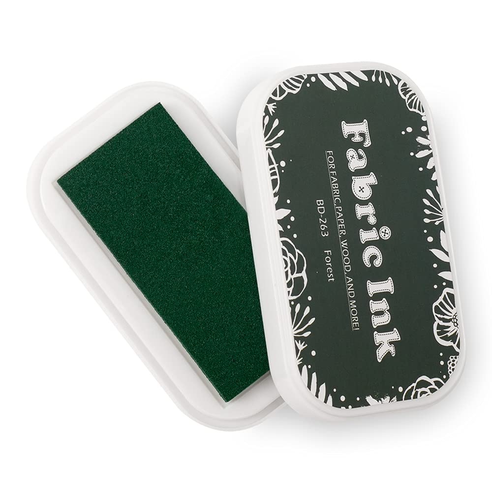 Fabric Ink Pad, Washable Craft Ink Pads for Stamping, Permanent Stamps Partner DIY Color for Card Making, Finger Prints Art (263 Dark Green)