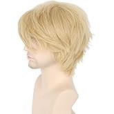 Topcosplay Women or Men Wig Blonde Short Layered Fluffy Cosplay Halloween Wigs