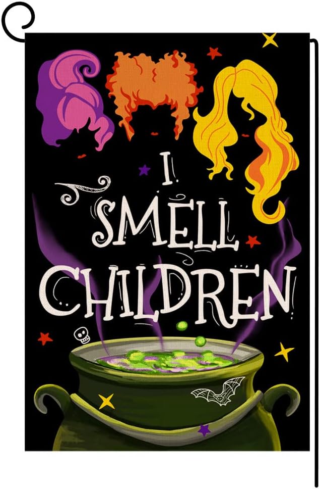 Flags - Halloween Decorations Garden Flag 12x18 Vertical Double Sided I Smell Children Sisters Fall Outside Hocus Pocus Decor Burlap Yard Flag BW204