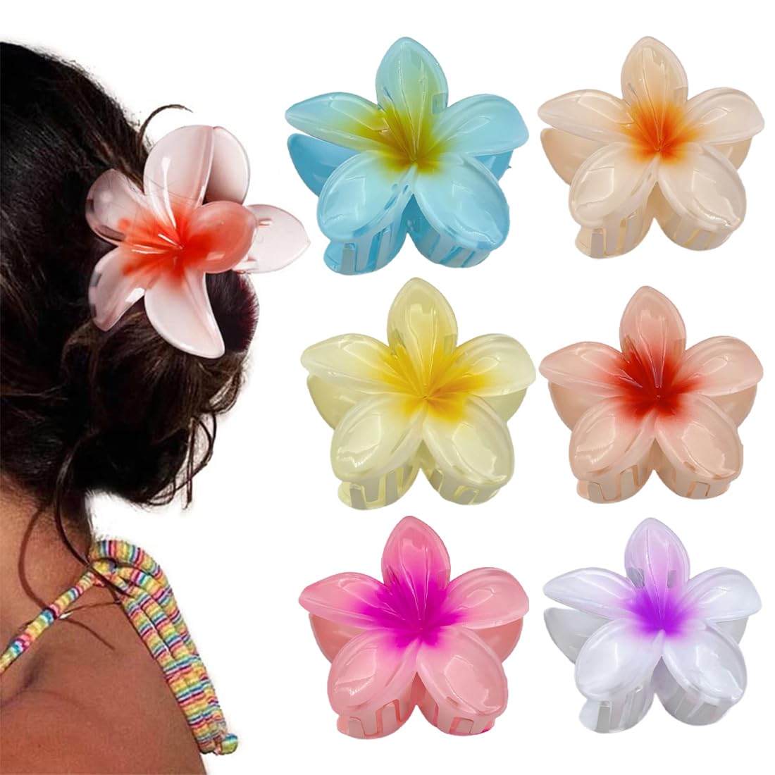 DULSPUE Women's Hair Clips, Hair Accessories, Hair Clip, Large Hair Clips with Strong Hold for Thick Hair, Non-Slip Petal Hair Clips, Women's Hair Clips (Pack of 6)