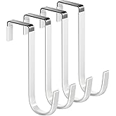 Mars-Rock Single Over Door Steel Hooks 4 Pack Fit 1-3/8" Door 5.5" White | Plastic Coated Rubber Feel Towel Rack Robe Coat Shoe Wreath Hanger No Damage No Scratch for Bathroom Heavy Duty Thin Top