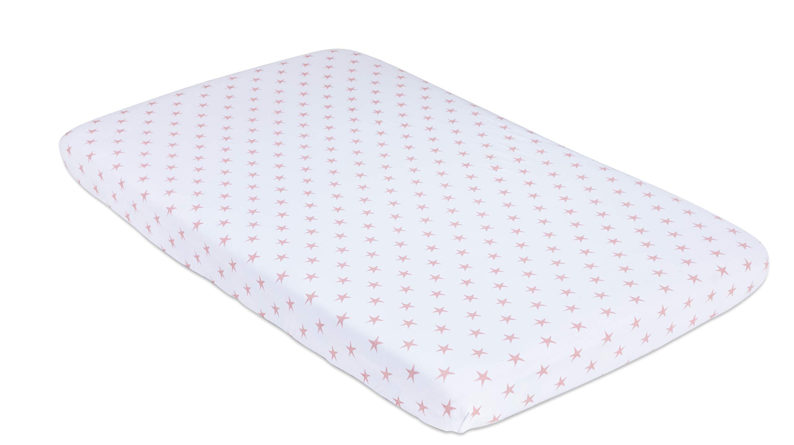 Pack n Play Playard Sheet - Mini Crib Sheet 100% Jersey Cotton 2 Pack for Baby Girl-Dusty Rose and Mauve Pink Stars