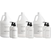 Gallon Shampoo Conditioner and Body Wash Refillable Set with 10.14 oz Matching Pump Bottles 9Pcs Large Capacity Hotel Supplies and Toiletries