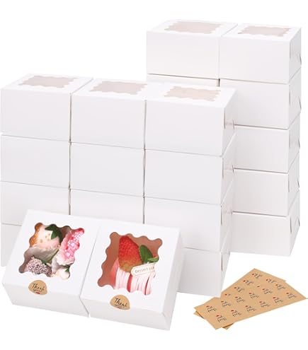12 Pcs Cookie Boxes With Window, 6x6x3 Inches White - View #6