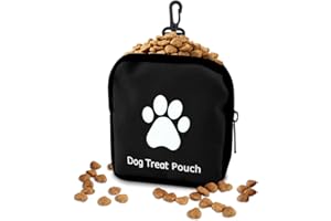 Small Dog Treat Pouches with Zipper Paw Print Treat Bags for Dog Training Pet Food Snack Storage Pouch for Dog Cat Black Pock