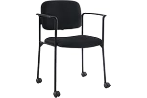 SNUGWAY Stackable Reception Guest Visitor Office Meeting Conference Arms and Wheels Vistor Chair, 1-PACK, Fabric Black
