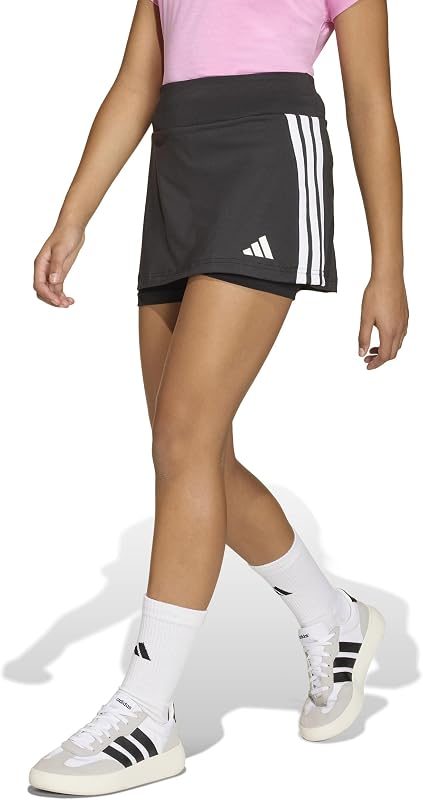 Fille Train Essentials 3-Stripes Skorts Dress, Black/White, 9-10 Years — photo 3 sur 7