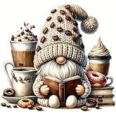 Gnome Coffee and Ice Cream Book PVC Vinyl Car Decals Stickers Waterproof Self-Adhesive Decals for Cars, Laptops, Trucks, Motorcycles Wall Window Luggage Scratch Cover Door Decor Sticker