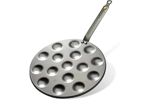 De Buyer Mineral B Carbon Steel Aebleskiver & Poffertjes Pan - 10.5” Outer Diameter - Ideal for Mini Pancakes - PFAS, PFOA & 