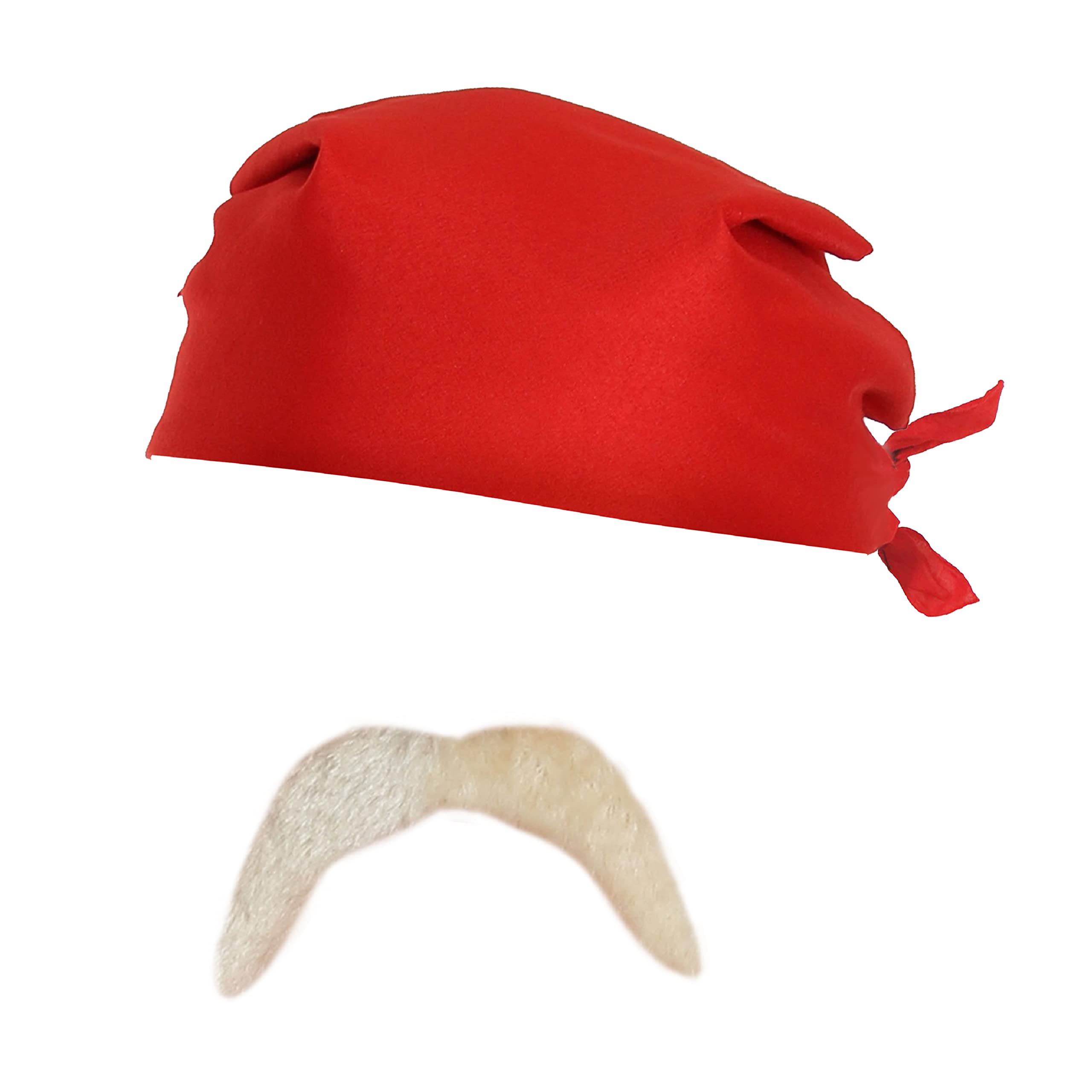 Mens Red Bandana and Blonde Moustache Tash Wrestler Fancy Dress Costume (One Size)