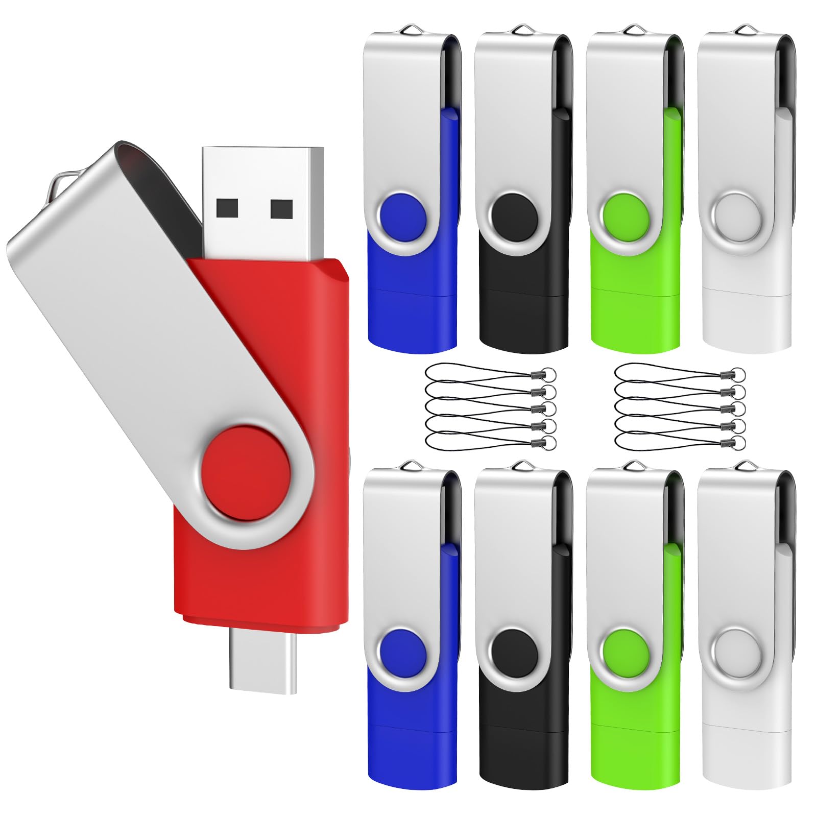 Photo 1 of ABLAZE 8GB USB C Flash Drive 10 Pack, OTG USB 2.0 + Type C Memory Stick Dual Type C Thumb Drive Compatible with iPhone 16/15, Android Smartphone, Computers, Tablets, Mac,iPad,PC