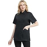 TopTie Women's Chef Coat Short Sleeve Chef Jacket