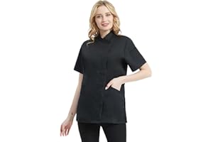 TopTie Women's Chef Coat Short Sleeve Chef Jacket