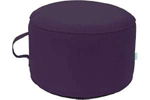 QILLOWAY Indoor/Outdoor Inflatable Stool,Round Ottoman,All Weather Foot Rest for Camping or Home,Purple