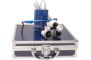 UINMYREO Dental Surgical Binocular Loupes 3.5X420mm with LED Dental Head Light Medical Binocular Loupes Aluminum Box