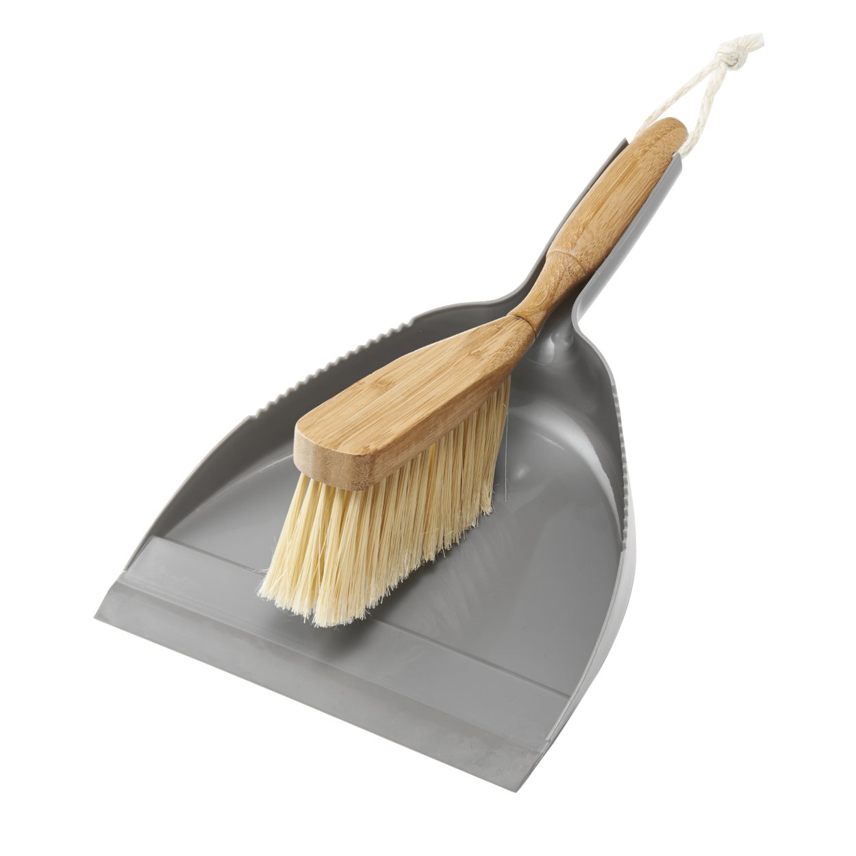 Addis Dustpan & Bamboo Hand Brush Set, Grey & Natural, Bamboo, Grey/Wood, 35 x 22 x 6 cm 517677