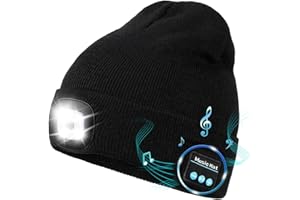Unisex Bluetooth Beanie Hat with Light, LED Beanie with Wireless Headphones, Gifts for Men Dad Husband HimStocking Stuffers