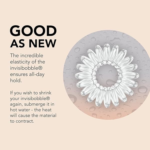 INVISIBOBBLE EXTRA CARE TRACELESS SPIRAL HAIR TIES – PACK OF 3 CRYSTAL CLEAR – STRONG ELASTIC GRIP COIL HAIR ACCESSORIES FOR WOMEN – NO KINK – GENTLE FOR GIRLS TEENS TODDLERS AND FINE HAIR