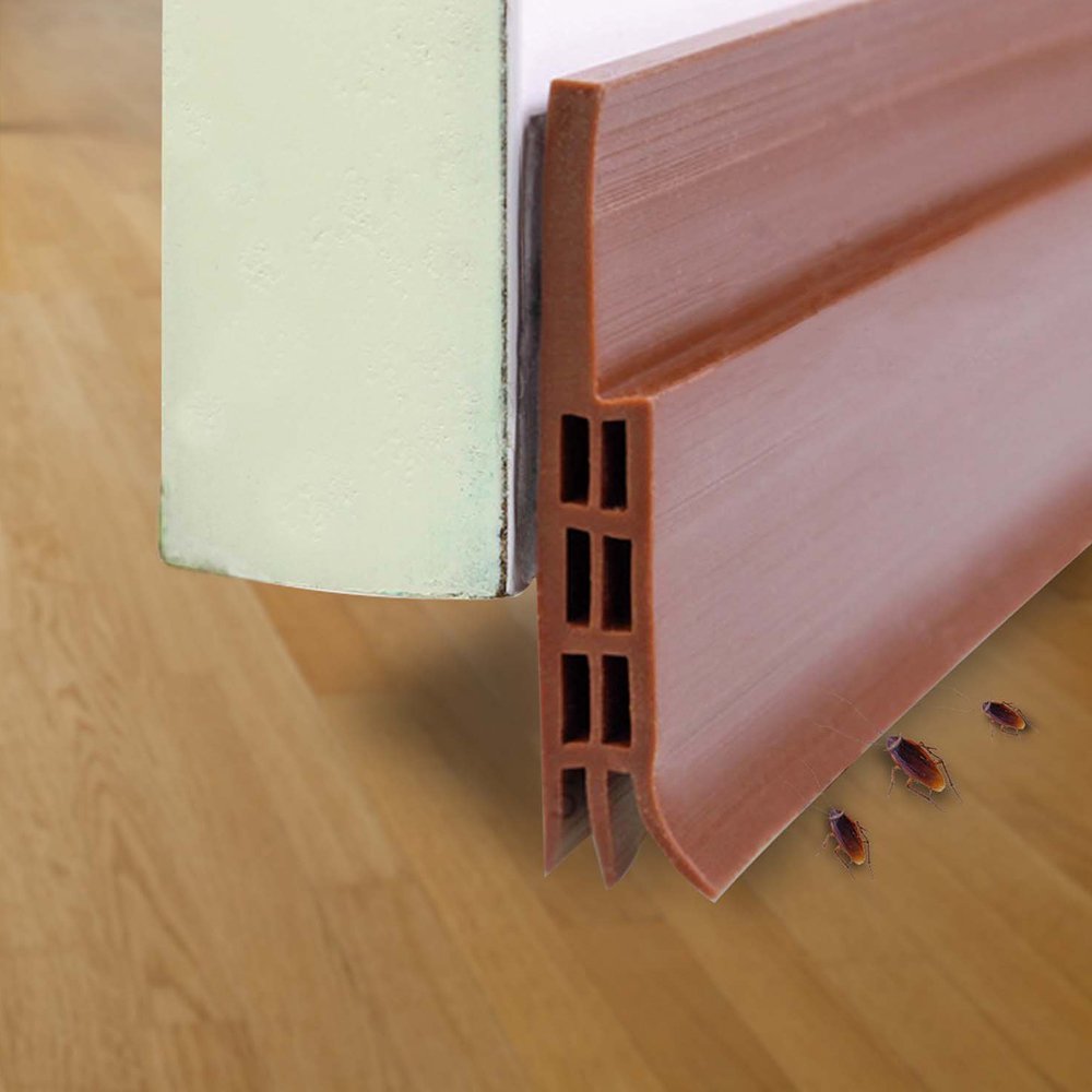 Under Door Sweep Weather Stripping Door Bottom Seal Strip Door Draft Stopper Door Weather Seal Door Draft Stopper Soundproof Energy Saver Bottom Seal 2" Width x 39" Length (Brown)