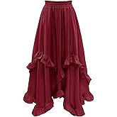 Bridesmay Long Renaissance Fairy Skirts 2026-High Low Ruffle Hem, Elastic Waist Maxi Skirt for Women