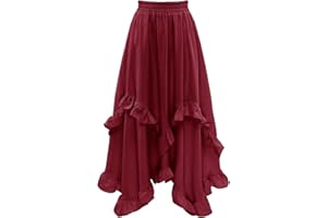 Bridesmay Renaissance Fairy Skirt 2025 Asymmetrical Ruffle Hem Elastic Waisted Long Maxi Skirts for Women