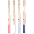 Native Birds Bamboo Toothbrush with Soft Bio-Based Bristles, Set of 4, Designed in Ukraine