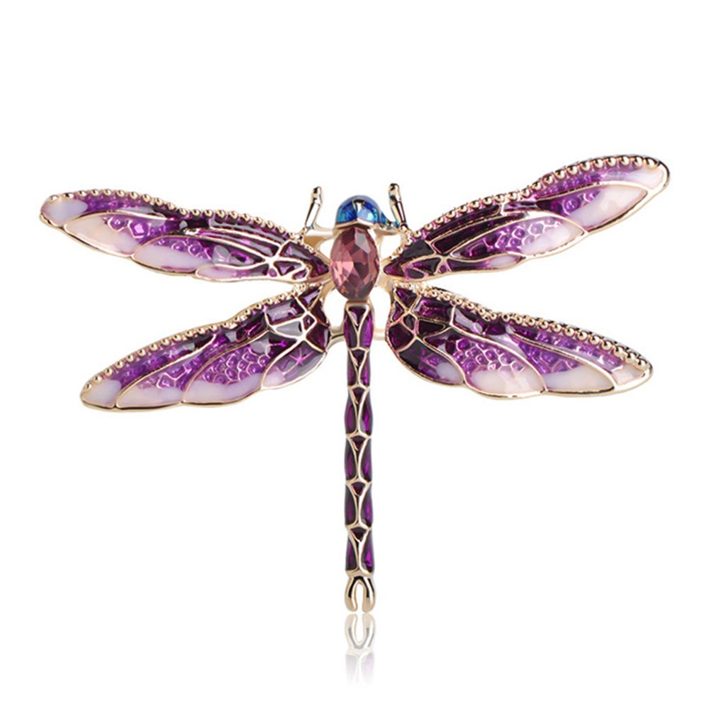 MINGHUA Pretty Enamel Red Blue Dragonfly Brooch Pin Charm Women Men Pin Jewelry