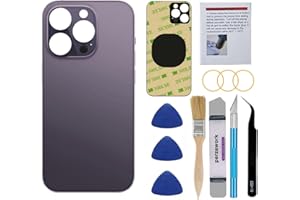 Perzework OEM Rear Back Glass Replacement for iPhone 14 Pro Max 6.7 inches with Reparing Toolkit and Pre-Installed Adhesive (Deep Purple)
