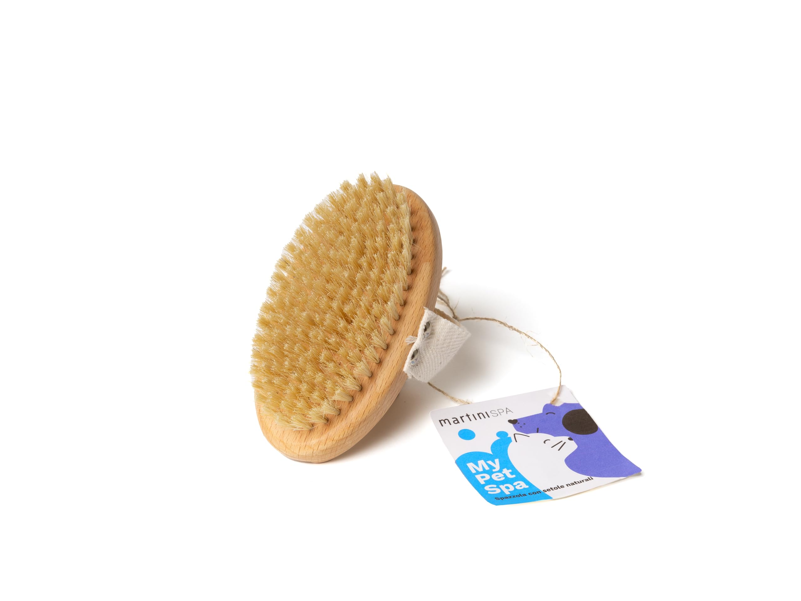 martini SPA - My Pet SPA - Beech Wood Brush and Natural Bristles for Pet Grooming, Beige, 1 Unit - Made in Italy -