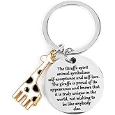 MUCOOS Giraffe Keychain, Personalized Metal Keyring, Cute Keychain, Inspirational Gifts, Novelty Keyrings