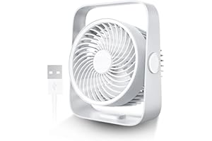 KONSIDEN Small Fan, 8 Inch USB Desk Fan, Quiet Office Fan, 4 Speed Winds, 360° Head Tilt, Detached Cover, Small Table Fan, Easy to Clean, Ideal for Bedroom, Office, Kitchen, Camping