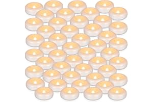 CAKETYCG Set of 48 Waterproof Flameless Floating Tealights, 120+ Hour Warm White Battery Flickering LED Tea Lights Candles - Wedding, Party, Centerpiece, Pool & SPA.