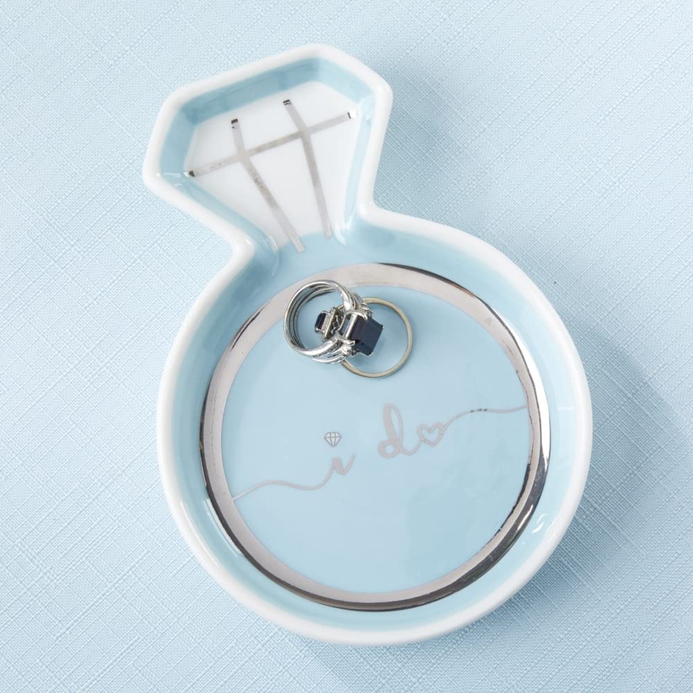 Kate Aspen "I Do" Diamond Ring Trinket Dish, Jewelry Holder/Catchall Ceramic Gift, Perfect for Bridal Shower and Party, One Size