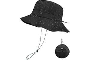 PFFY Quick Dry Waterproof Packable Bucket Hat for Women Men Outdoor Sun Hats with Detachable Chin Strap